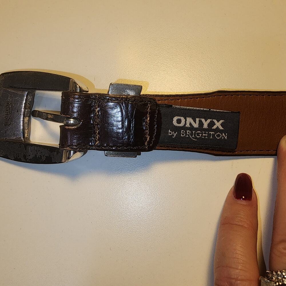 Onyx by Brighton Belt Ace King Queen Jack Buckle Size 40" - Picture 3 of 9